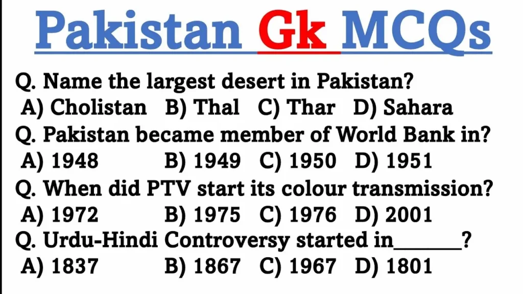 Topic-Wise High-Frequency GK Questions for Pakistani Competitive Exams